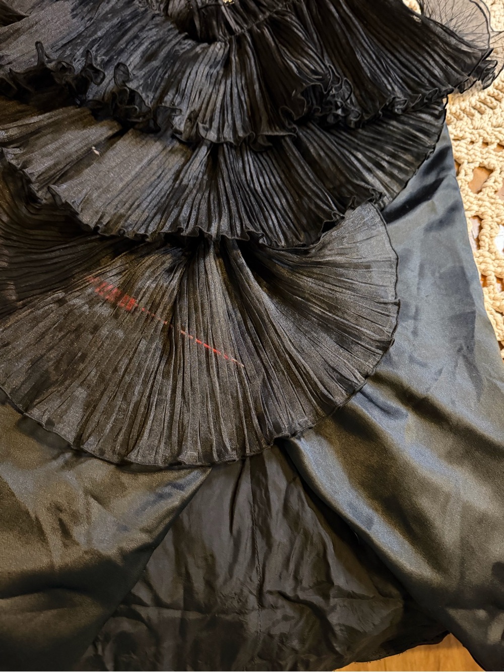 Rare Vtg 80s Caché Conelli New York dress 8 Black Ruffle Rhinestone - Picture 16 of 16